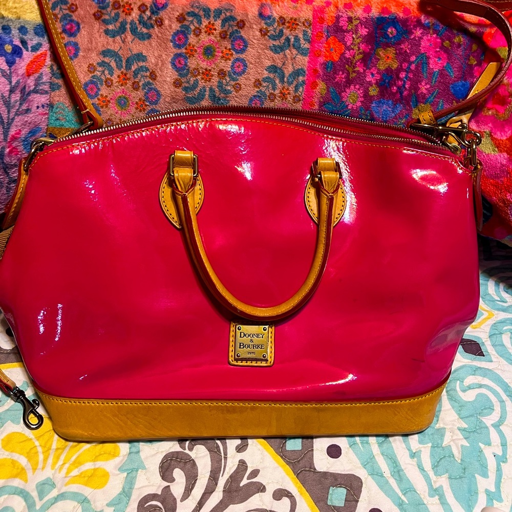 Dooney and Bourke Patent Leather Hot Pink Satchel